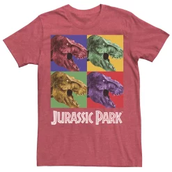 Men's Jurassic Park Four Square Dino Pop Art Style Tee -Men's Skechers Shoes Shop 4222927 Red Hthr
