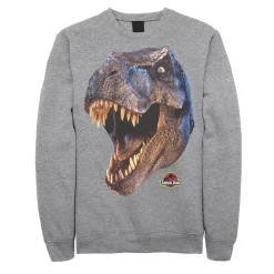 Men's Jurassic Park T-Rex Head Roar Fleece Graphic Pullover -Men's Skechers Shoes Shop 4231533 Athletic Heather