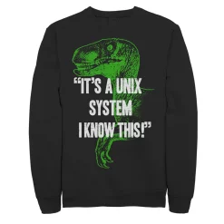 Men's Jurassic Park Neon Dinosaur A Unix System Graphic Fleece Pullover -Men's Skechers Shoes Shop 4235419 Black