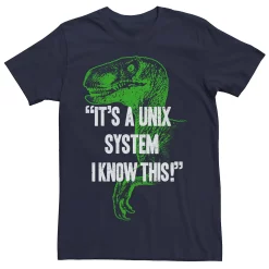 Men's Jurassic Park Neon Dinosaur A Unix System Graphic Tee