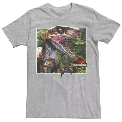 Men's Jurassic Park Raptor Coming Out Of Forest Graphic Tee -Men's Skechers Shoes Shop 4236124 Athletic Heather