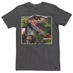 Men's Jurassic Park Raptor Coming Out Of Forest Graphic Tee -Men's Skechers Shoes Shop 4236124 Charcoal Heather