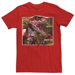 Men's Jurassic Park Raptor Coming Out Of Forest Graphic Tee -Men's Skechers Shoes Shop 4236124 Red