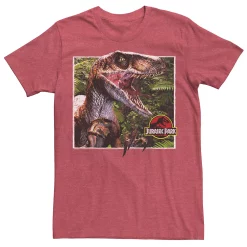 Men's Jurassic Park Raptor Coming Out Of Forest Graphic Tee
