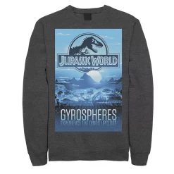 Men's Jurassic World Gyrospheres Tour Park Poster Graphic Graphic Fleece Pullover Pullover -Men's Skechers Shoes Shop 4242560 Charcoal Heather