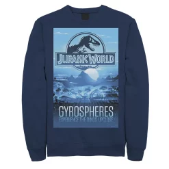 Men's Jurassic World Gyrospheres Tour Park Poster Graphic Graphic Fleece Pullover Pullover -Men's Skechers Shoes Shop 4242560 Navy