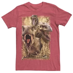Men's Jurassic World Killer Dinosaur Collage Tee -Men's Skechers Shoes Shop 4246379 Red Heather