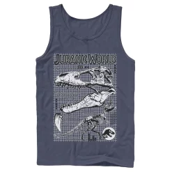 Men's Jurassic World Two T-Rex Bones Schematic Graphic Tank