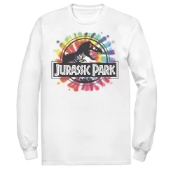 Men's Jurassic Park Classic Logo Tie Dye Long Sleeve Graphic Tee