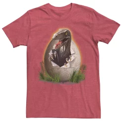 Men's Jurassic Park Raptor Breaking The Egg Graphic Tee -Men's Skechers Shoes Shop 4249419 Red Heather