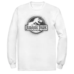 Men's Skechers Shoes Shop 35 Men's Jurassic Park All White Spray Paint Stencil Movie Logo Tee
