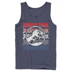 Men's Jurassic Park Red White And Blue Title Graphic Tank Top