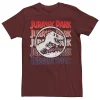 Men's Jurassic Park Red White And Blue Title Graphic Tee