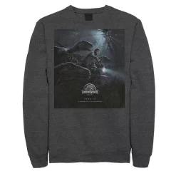 Men's Jurassic World Owen Ride Raptor Movie Poster Sweatshirt -Men's Skechers Shoes Shop 4394520 Charcoal Heather