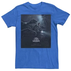 Men's Jurassic World Owen Ride Raptor Movie Poster Tee -Men's Skechers Shoes Shop 4394525 Royal Heather