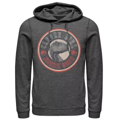 Men's Jurassic World Retro Clever Girl Circle Logo Hoodie -Men's Skechers Shoes Shop 4394731 Charcoal Heather
