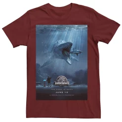 Men's Jurassic World Mosasaurus Movie Poster Tee -Men's Skechers Shoes Shop 4394741 Cardinal
