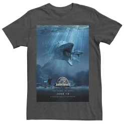 Men's Jurassic World Mosasaurus Movie Poster Tee -Men's Skechers Shoes Shop 4394741 Charcoal Heather