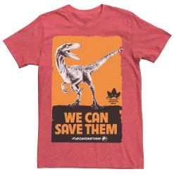 Men's Jurassic World We Can Save Them Poster Tee -Men's Skechers Shoes Shop 4394836 Red Heather