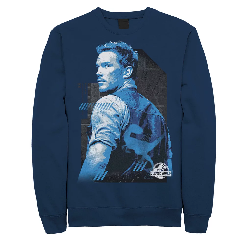 Men's Jurassic World Owen Blue Tone Portrait Sweatshirt 4 Men's Jurassic World Owen Blue Tone Portrait Sweatshirt - Image 2
