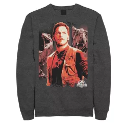 Men's Jurassic World Two Owen and Dinosaurs Red Hue Panel Portrait Sweatshirt
