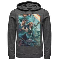 Men's Jurassic World Two Owen Claire Movie Poster Hoodie -Men's Skechers Shoes Shop 4395803 Charcoal Heather