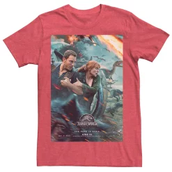 Men's Jurassic World Two Owen Claire Movie Poster Tee 17 Men's Jurassic World Two Owen Claire Movie Poster Tee -Men's Skechers Shoes Shop 4395807 Red Heather