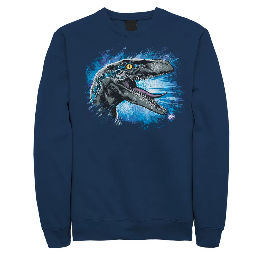 Men's Jurassic World Blue Raptor Splatter Sweatshirt 4 Men's Jurassic World Blue Raptor Splatter Sweatshirt - Image 2