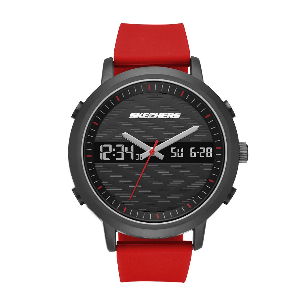 Skechers® Men's Lawndale Red Silicone Analog-Digital Watch 3 Skechers® Men's Lawndale Red Silicone Analog-Digital Watch